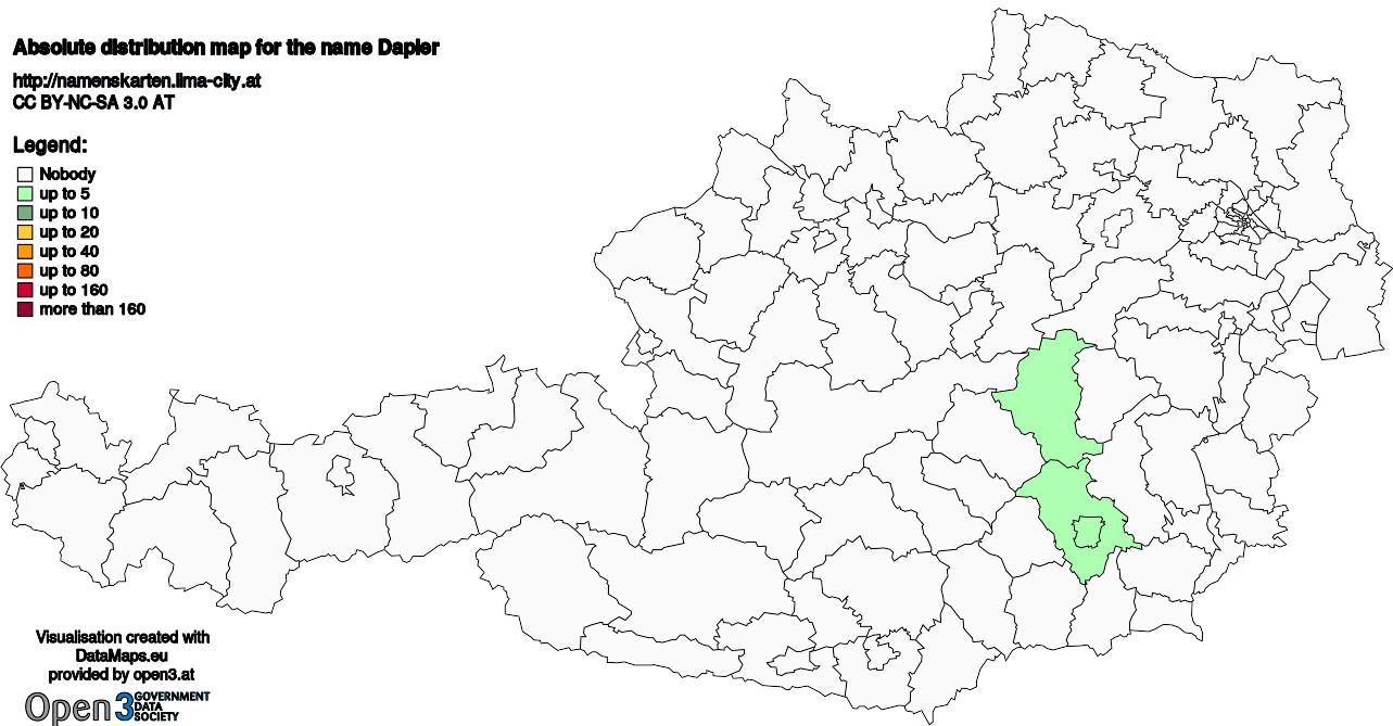 Absolute Distribution maps for surname Dapler