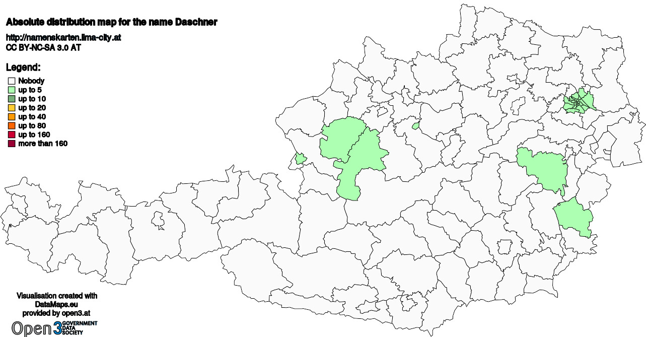 Absolute Distribution maps for surname Daschner