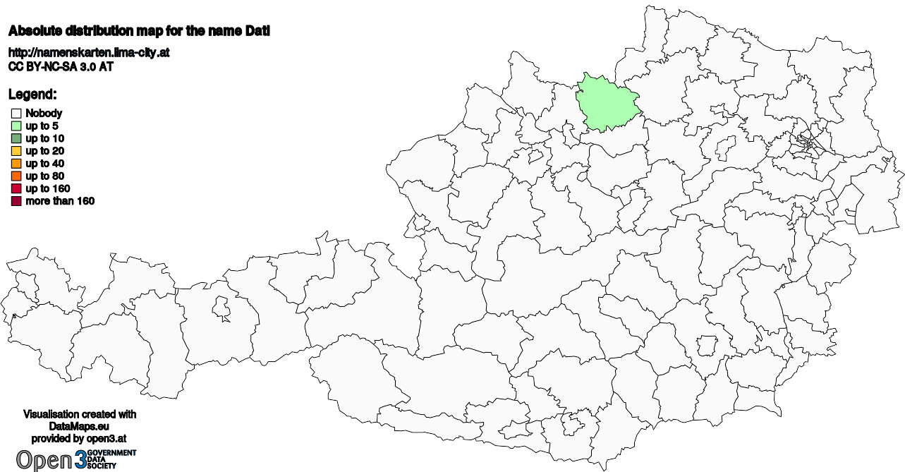 Absolute Distribution maps for surname Datl