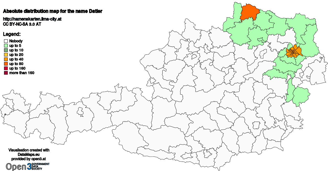 Absolute Distribution maps for surname Datler