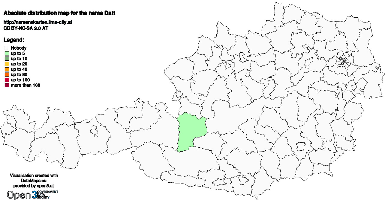 Absolute Distribution maps for surname Datt