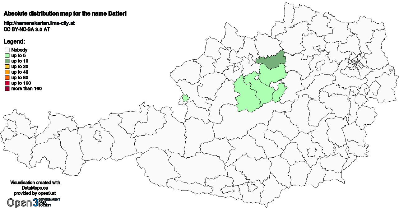 Absolute Distribution maps for surname Datterl