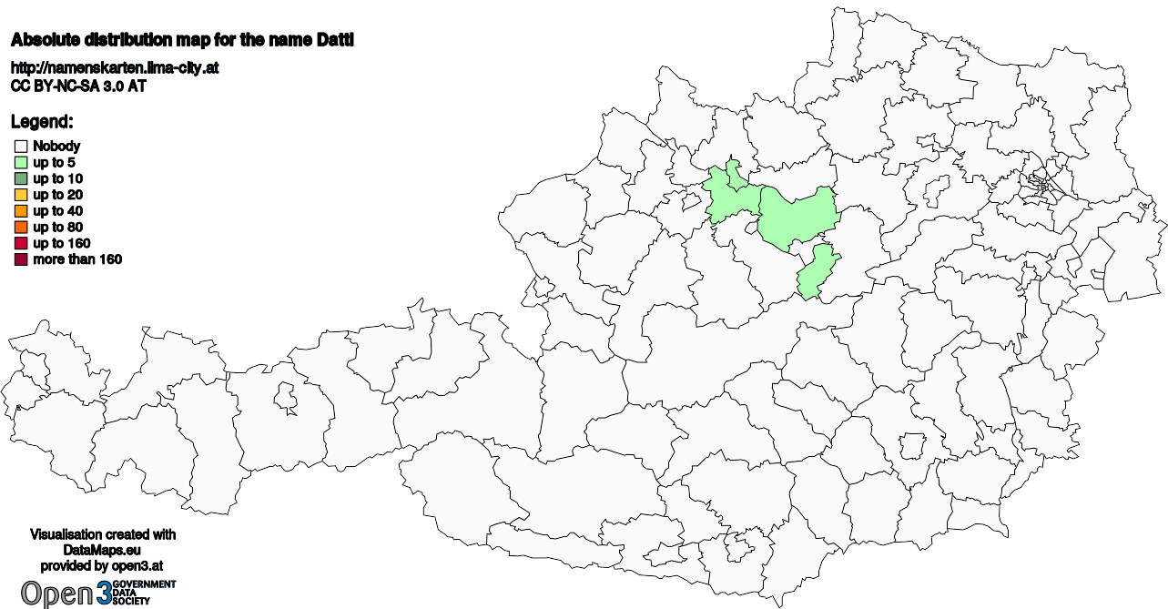 Absolute Distribution maps for surname Dattl