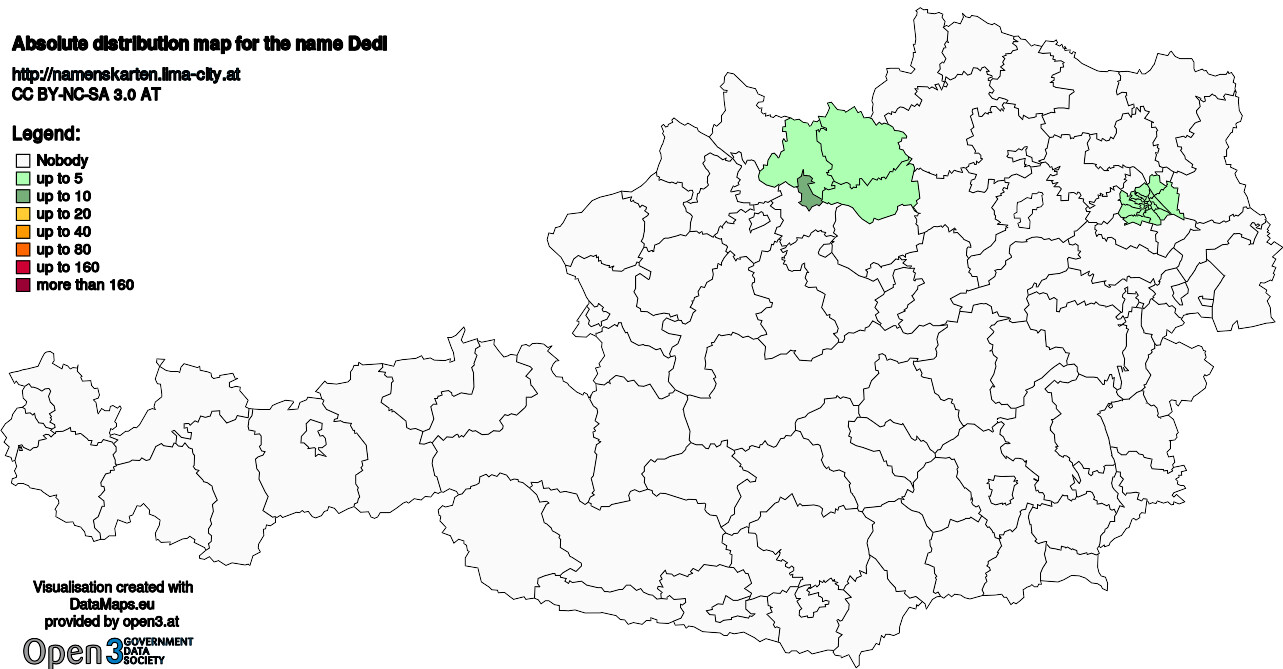 Absolute Distribution maps for surname Dedl