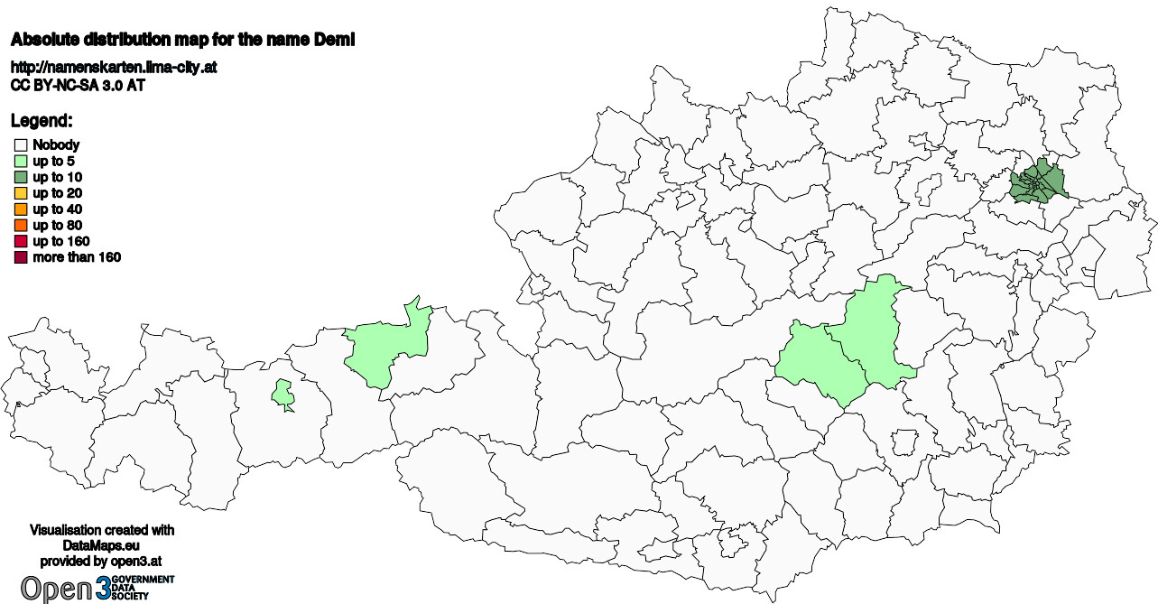 Absolute Distribution maps for surname Deml