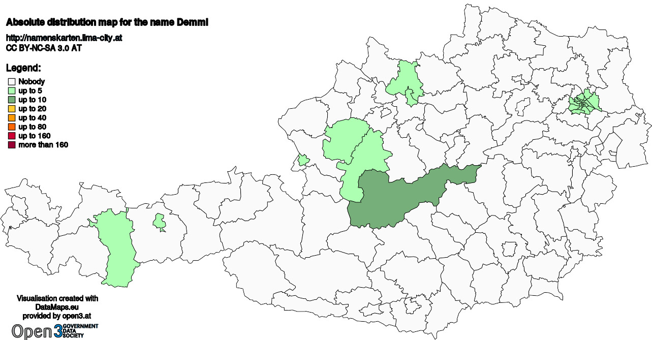 Absolute Distribution maps for surname Demml