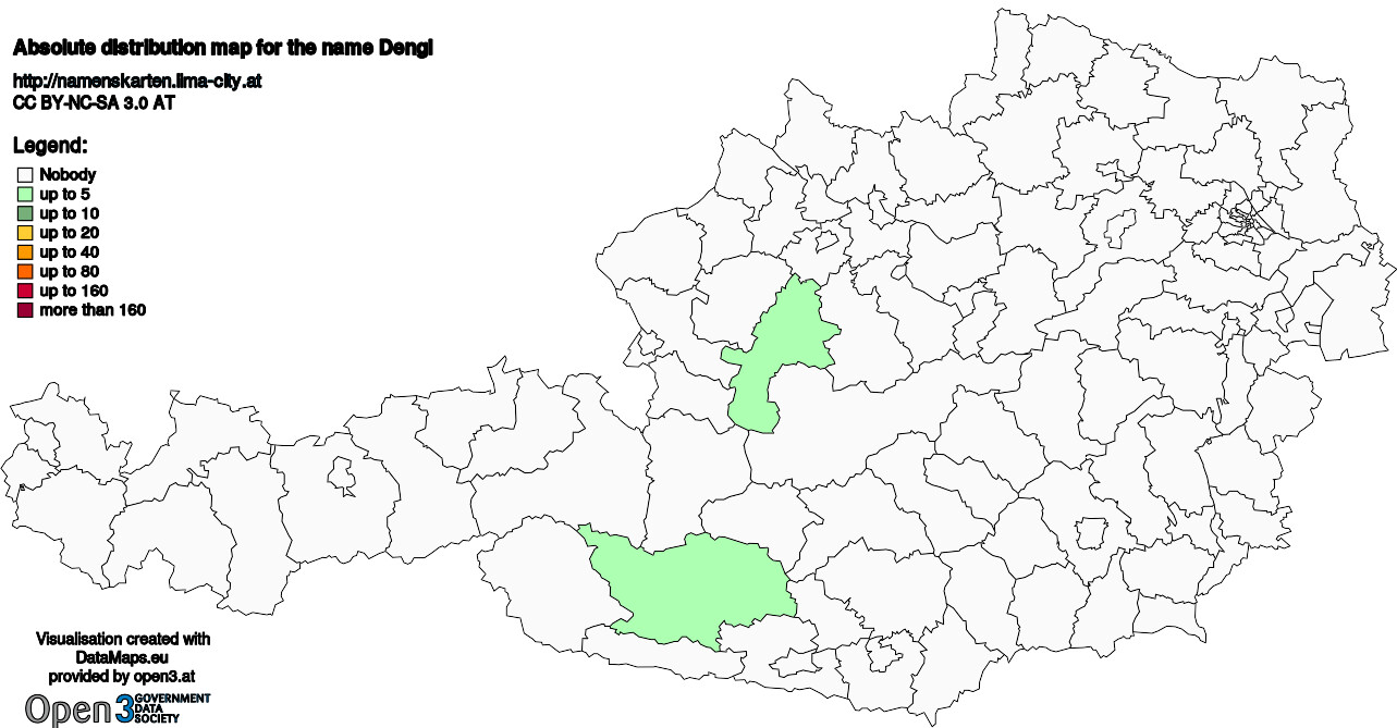 Absolute Distribution maps for surname Dengl