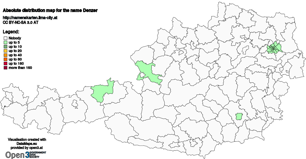 Absolute Distribution maps for surname Denzer