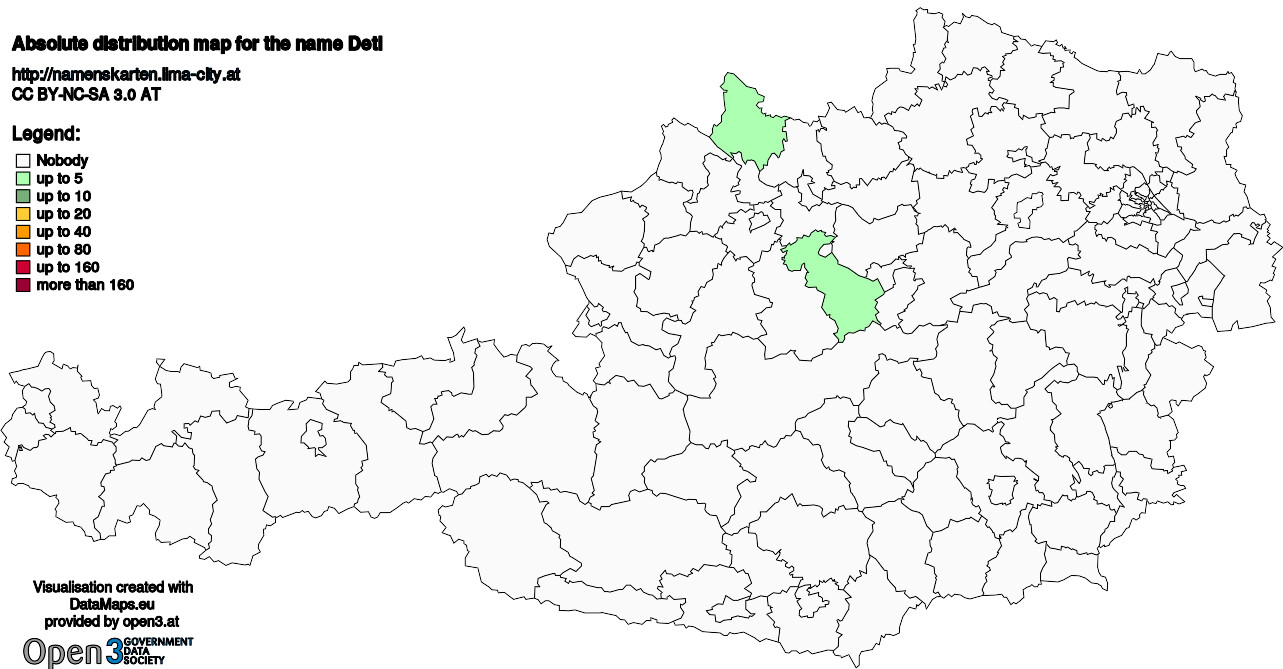 Absolute Distribution maps for surname Detl