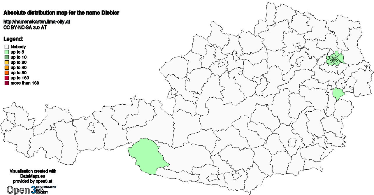 Absolute Distribution maps for surname Diebler