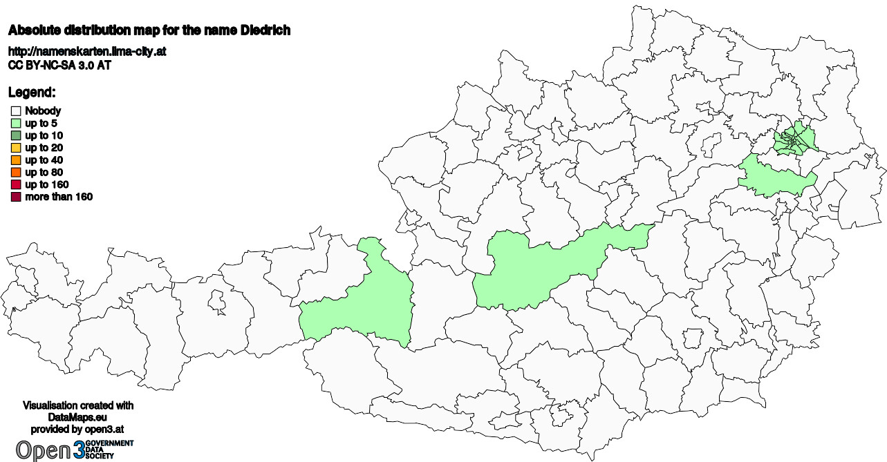 Absolute Distribution maps for surname Diedrich