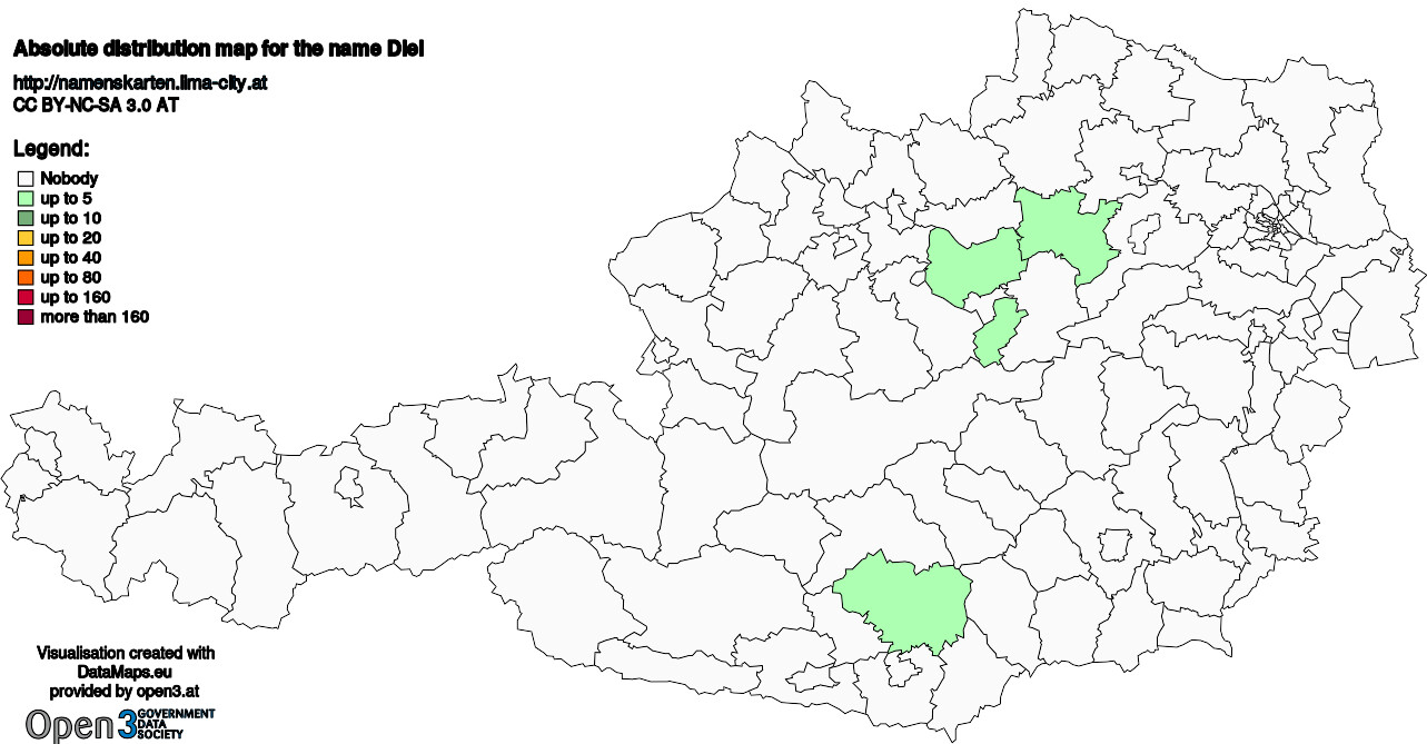 Absolute Distribution maps for surname Diel