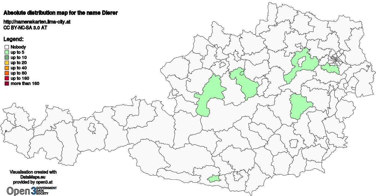 Absolute Distribution maps for surname Dierer