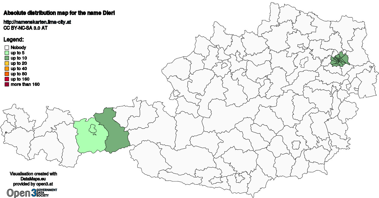 Absolute Distribution maps for surname Dierl