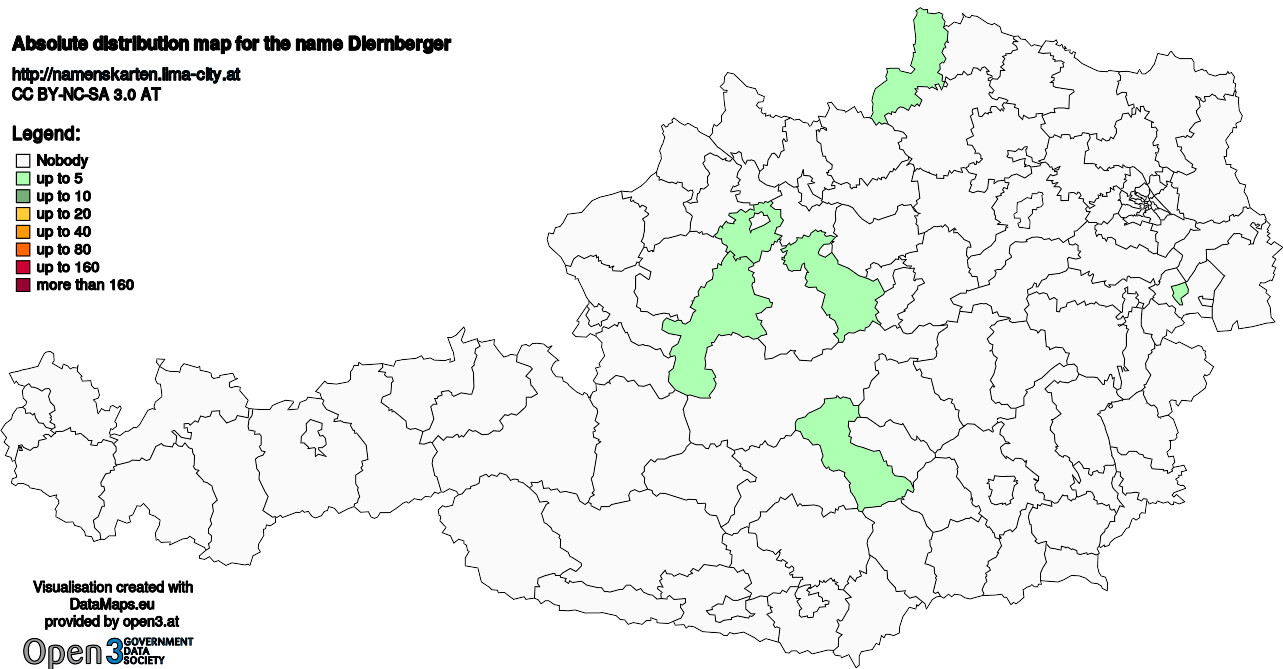 Absolute Distribution maps for surname Diernberger