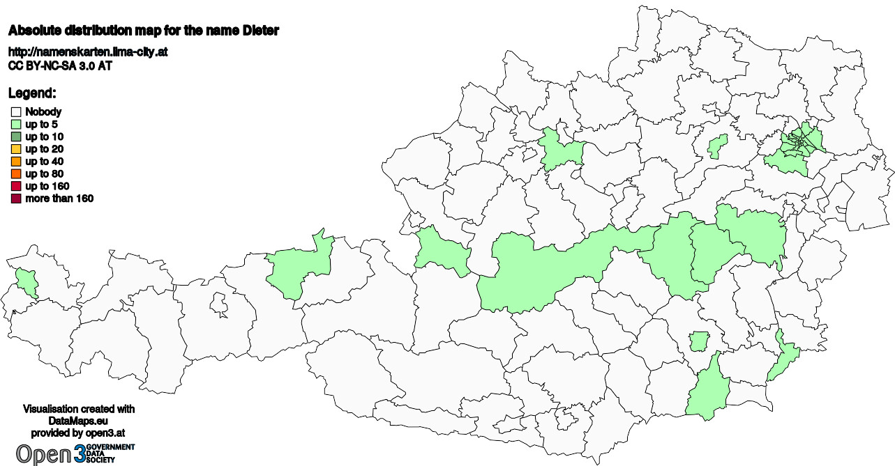 Absolute Distribution maps for surname Dieter