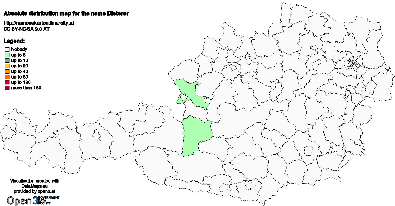 Absolute Distribution maps for surname Dieterer