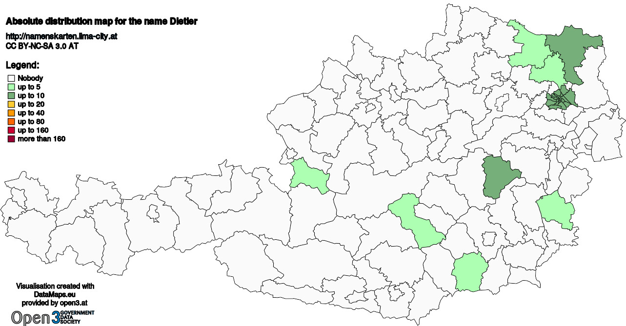 Absolute Distribution maps for surname Dietler