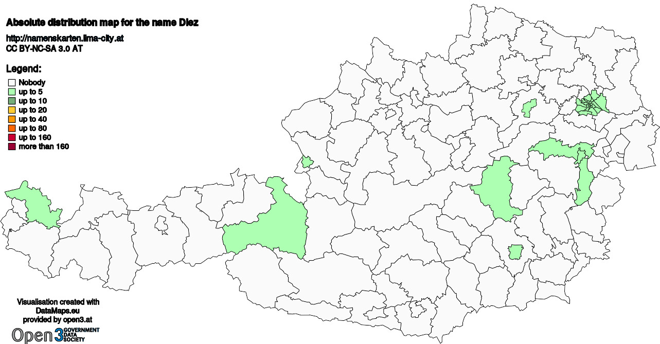 Absolute Distribution maps for surname Diez