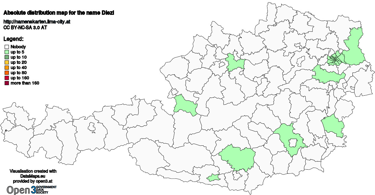 Absolute Distribution maps for surname Diezl