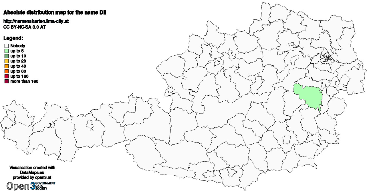 Absolute Distribution maps for surname Dil