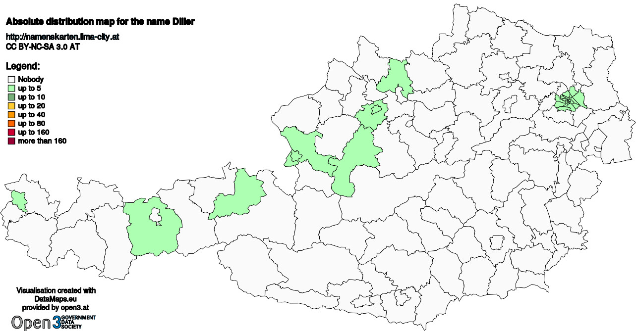 Absolute Distribution maps for surname Diller