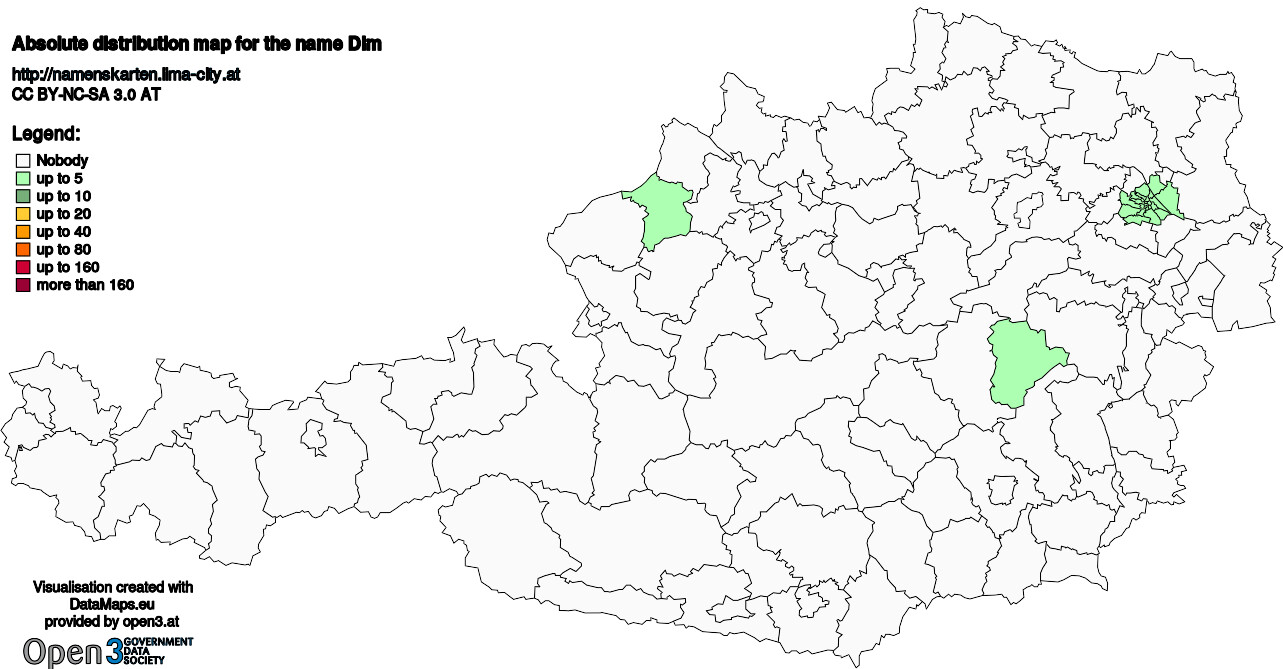 Absolute Distribution maps for surname Dim