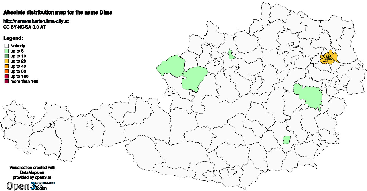 Absolute Distribution maps for surname Dima