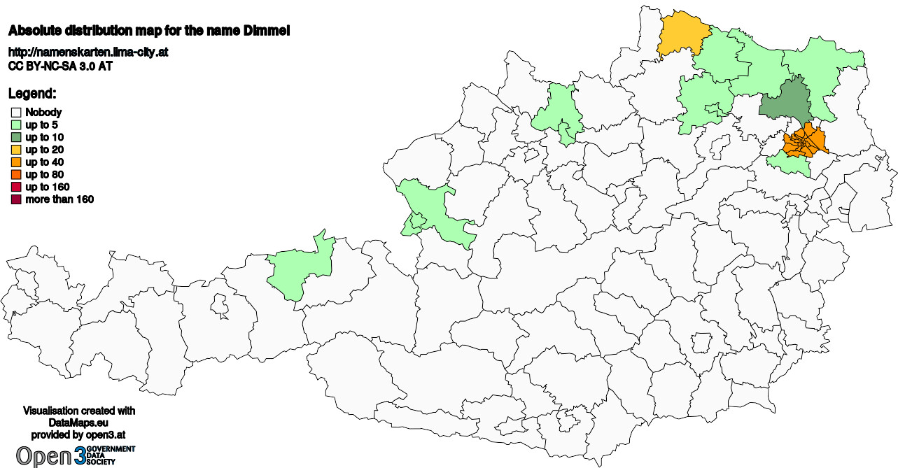 Absolute Distribution maps for surname Dimmel