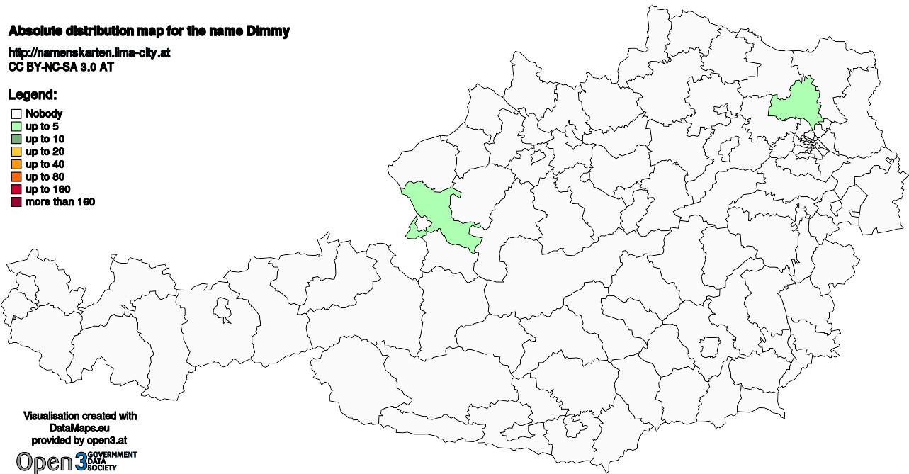 Absolute Distribution maps for surname Dimmy