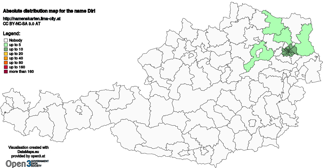 Absolute Distribution maps for surname Dirl