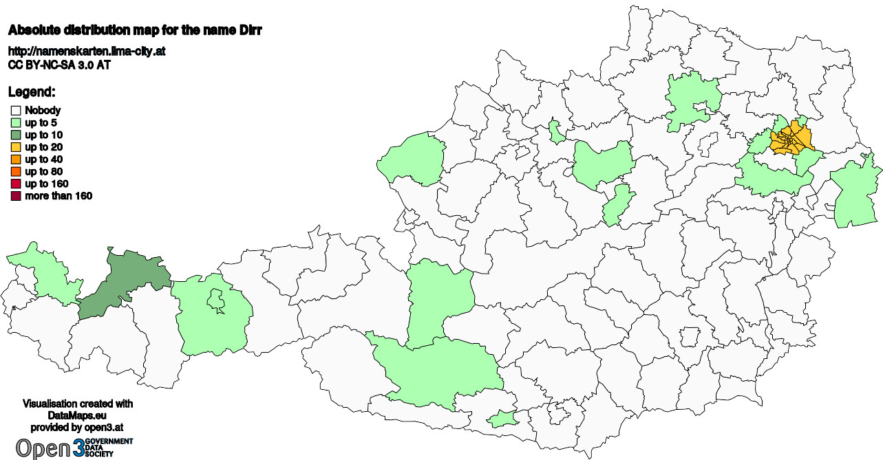 Absolute Distribution maps for surname Dirr