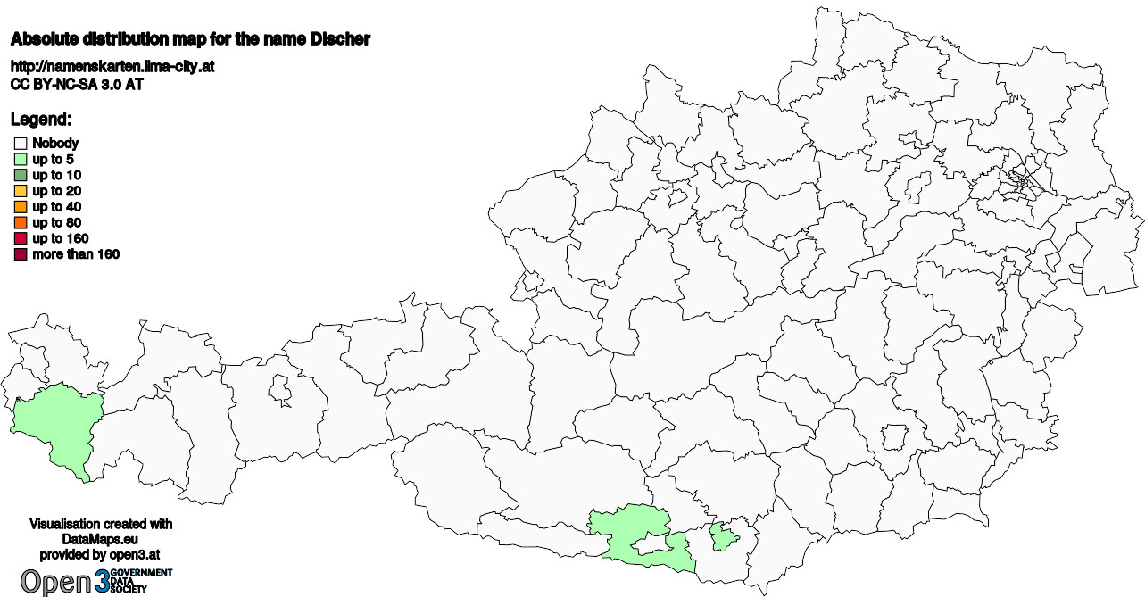 Absolute Distribution maps for surname Discher