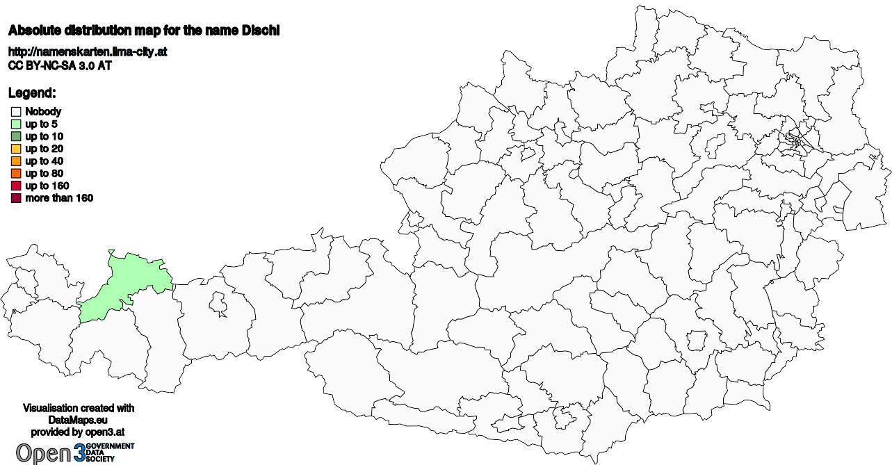 Absolute Distribution maps for surname Dischl