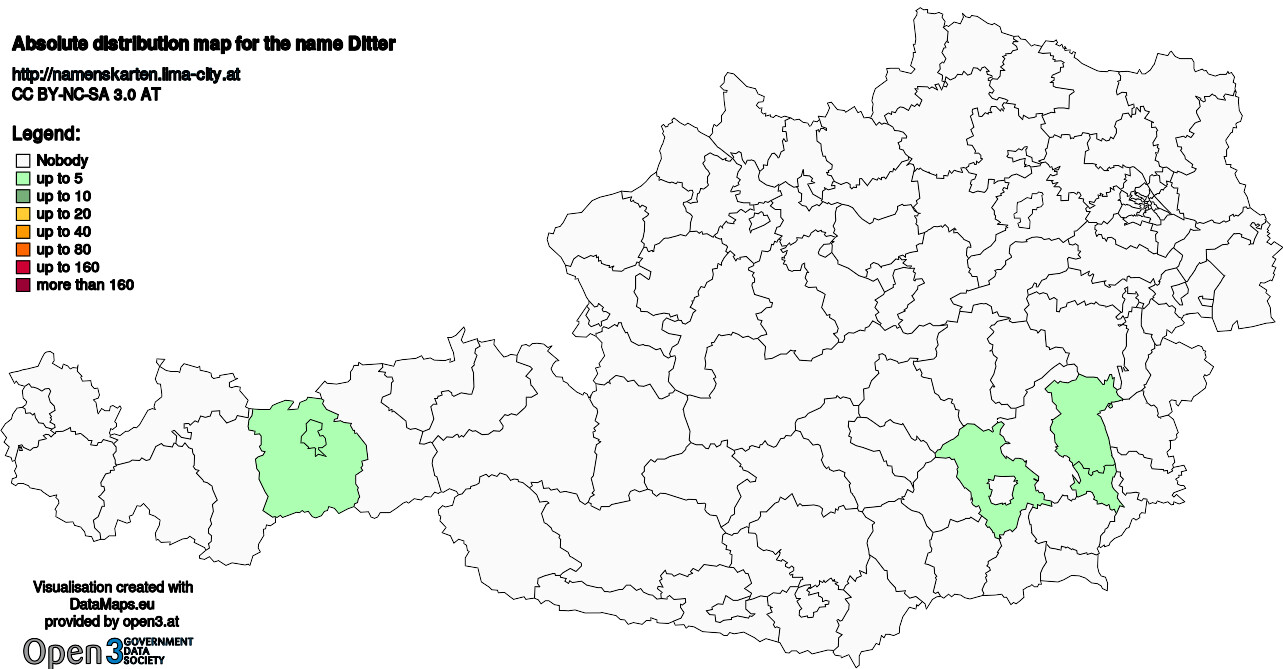 Absolute Distribution maps for surname Ditter