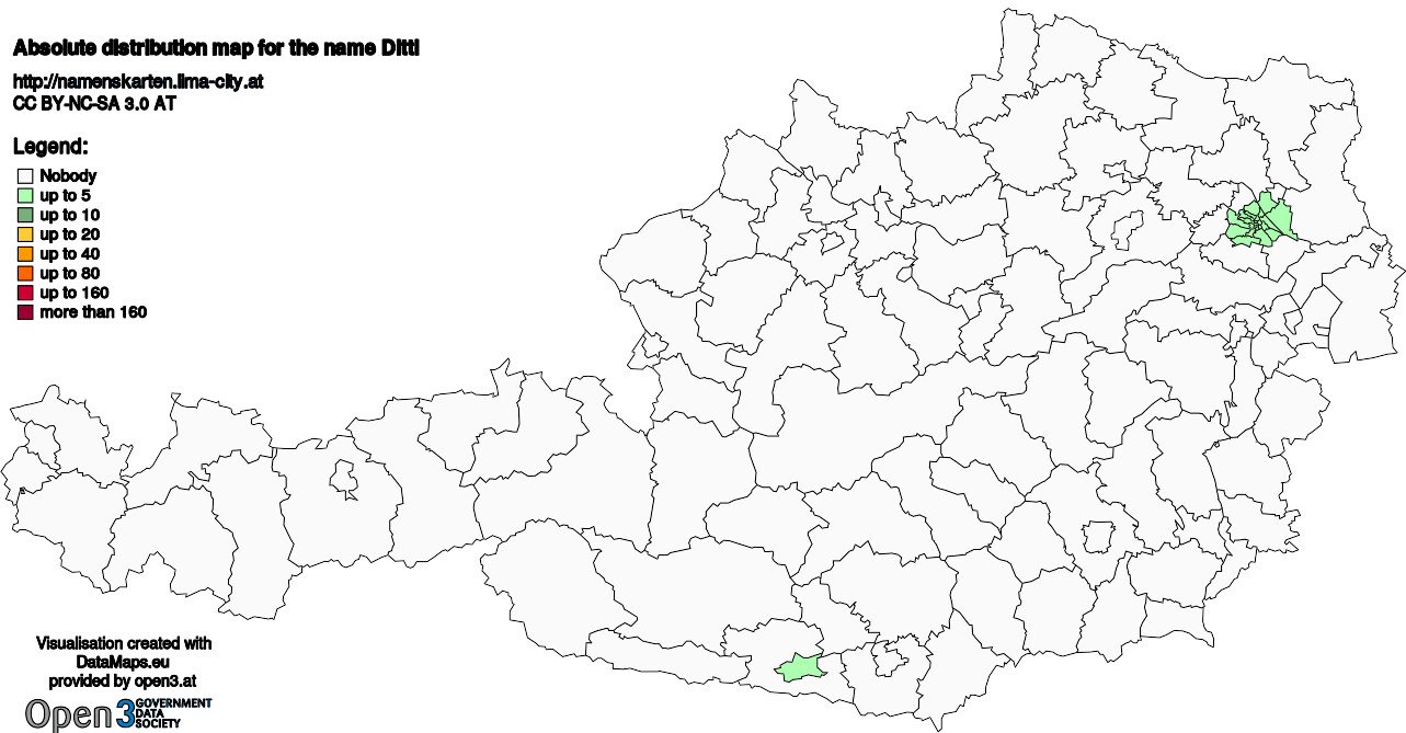 Absolute Distribution maps for surname Dittl