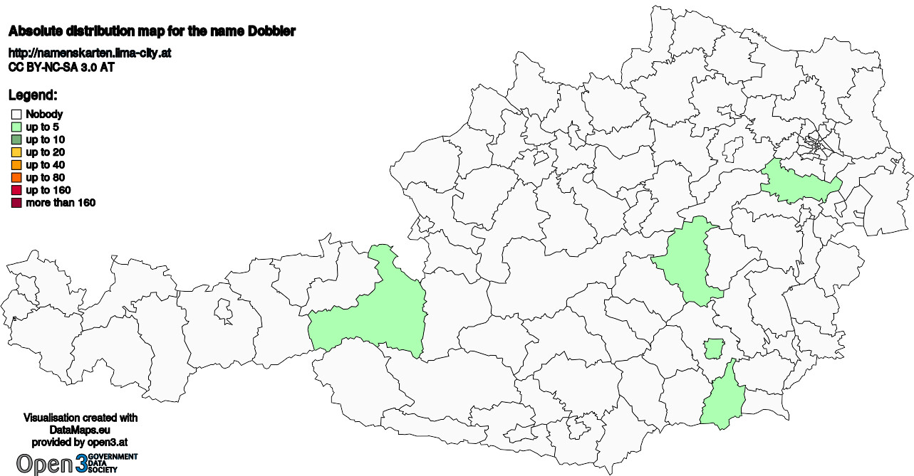 Absolute Distribution maps for surname Dobbler