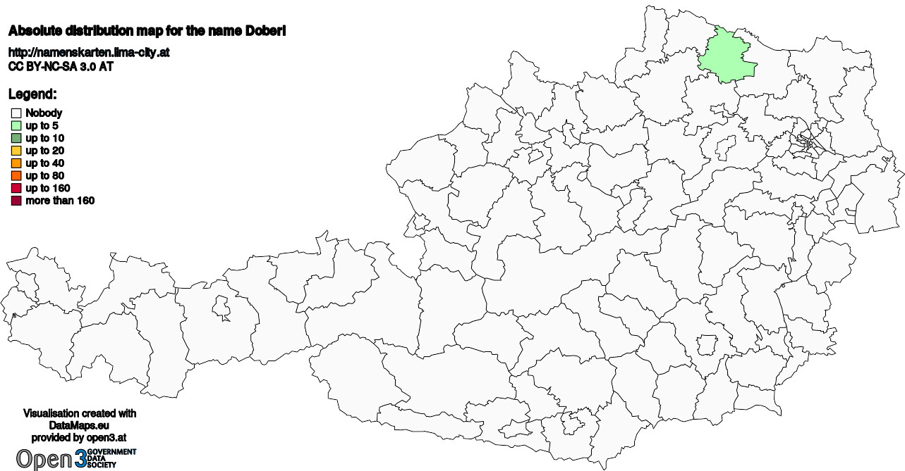 Absolute Distribution maps for surname Doberl