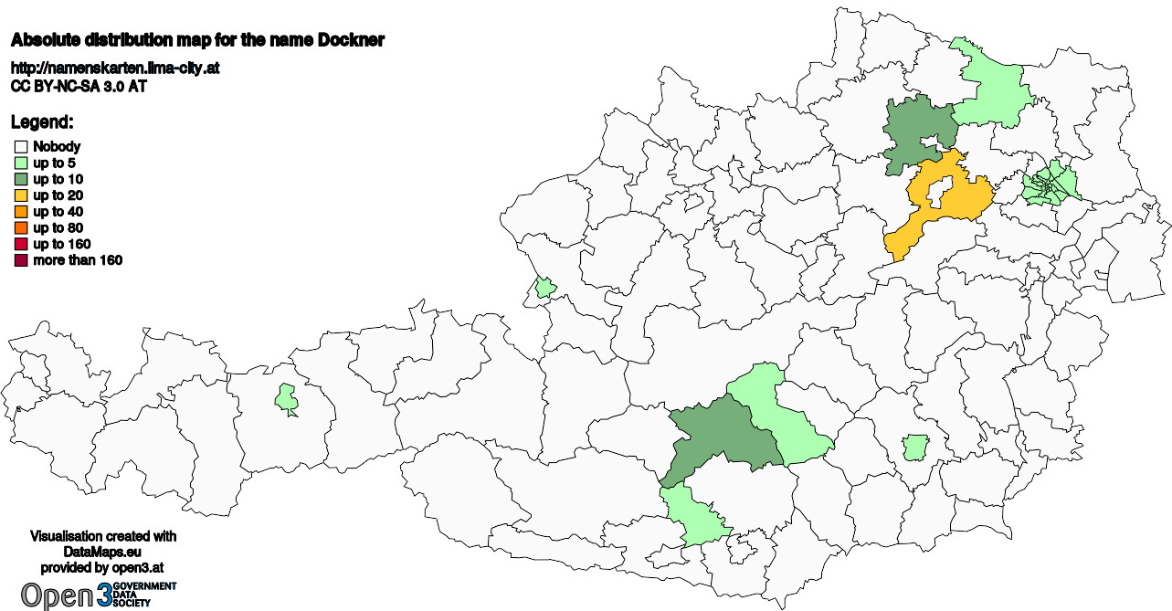 Absolute Distribution maps for surname Dockner