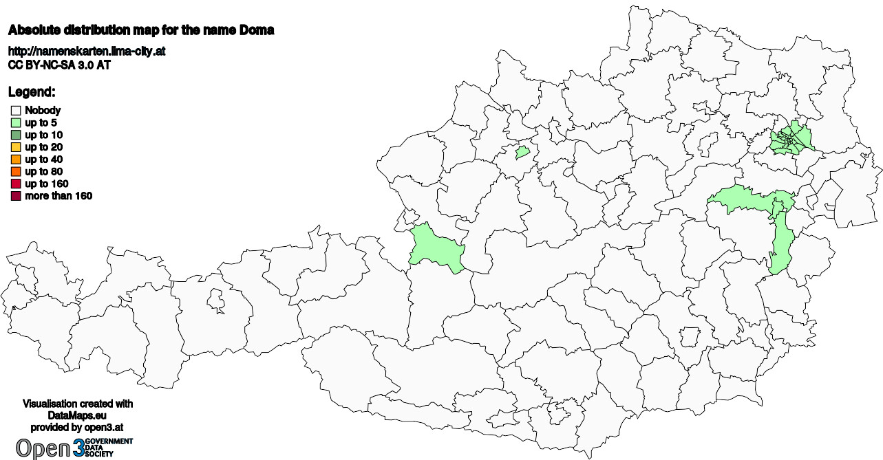 Absolute Distribution maps for surname Doma