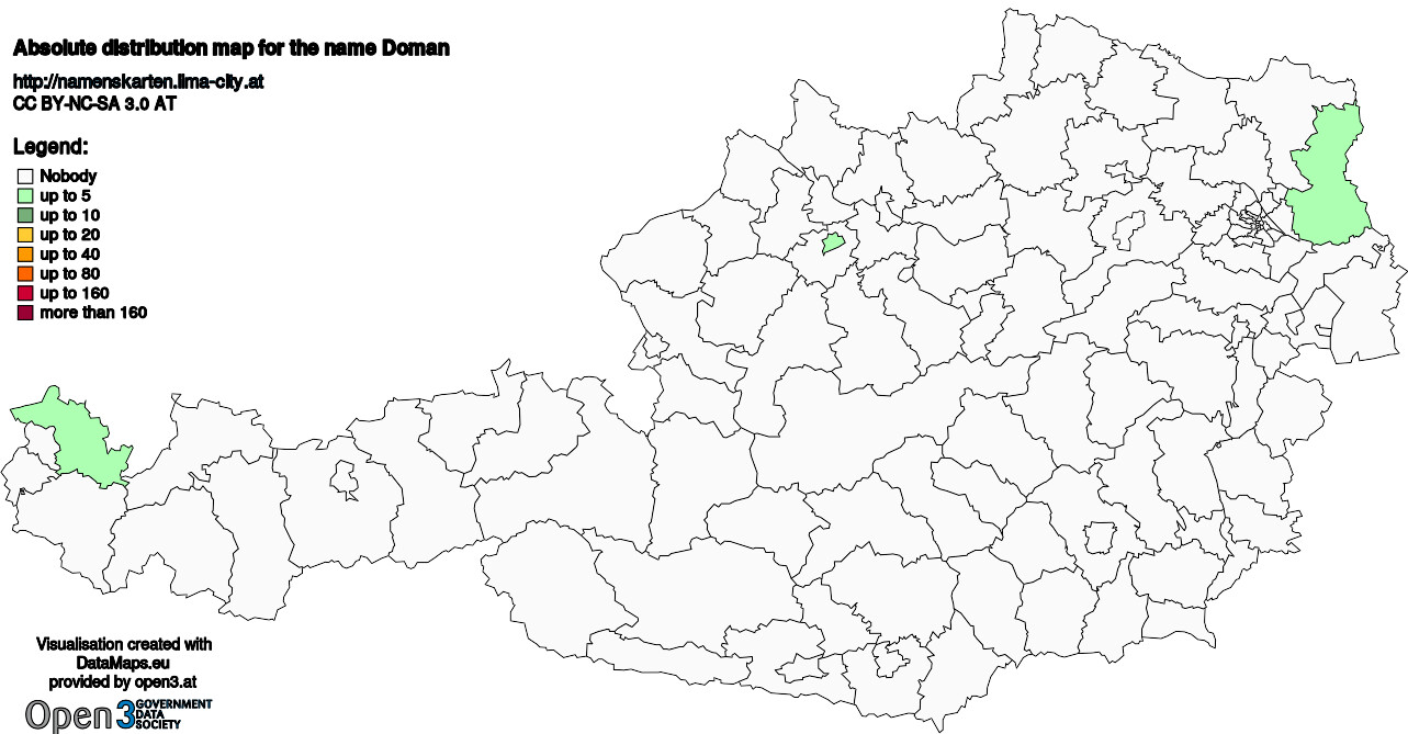 Absolute Distribution maps for surname Doman