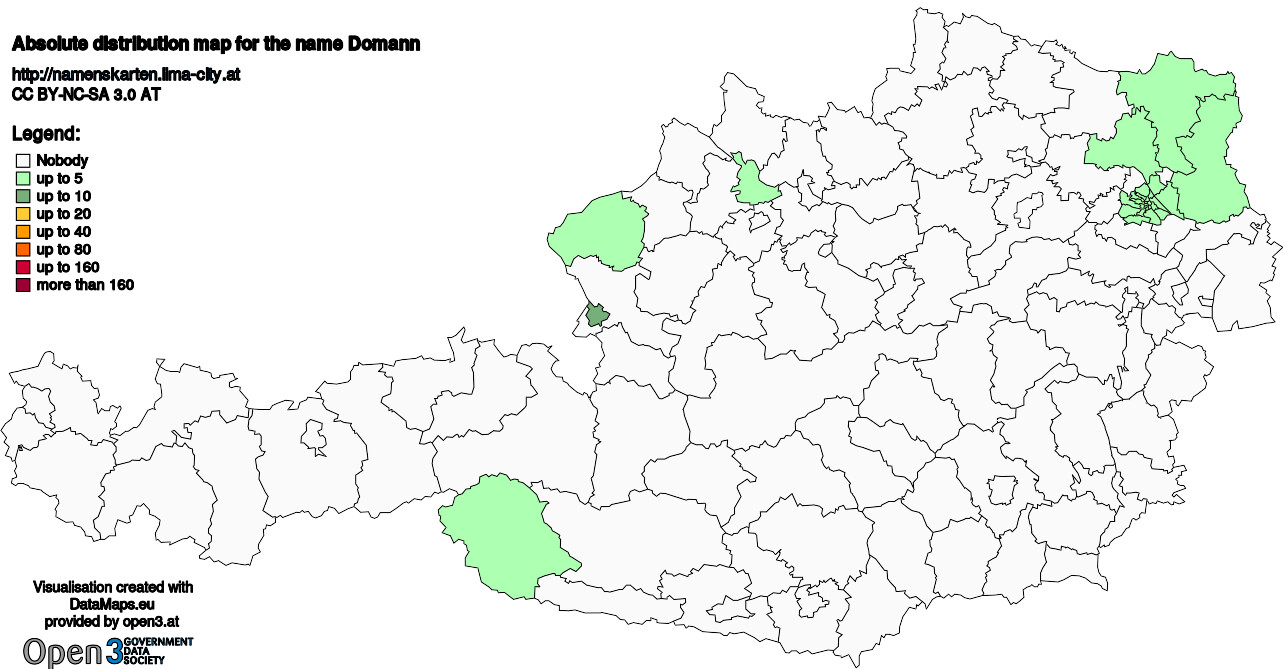 Absolute Distribution maps for surname Domann