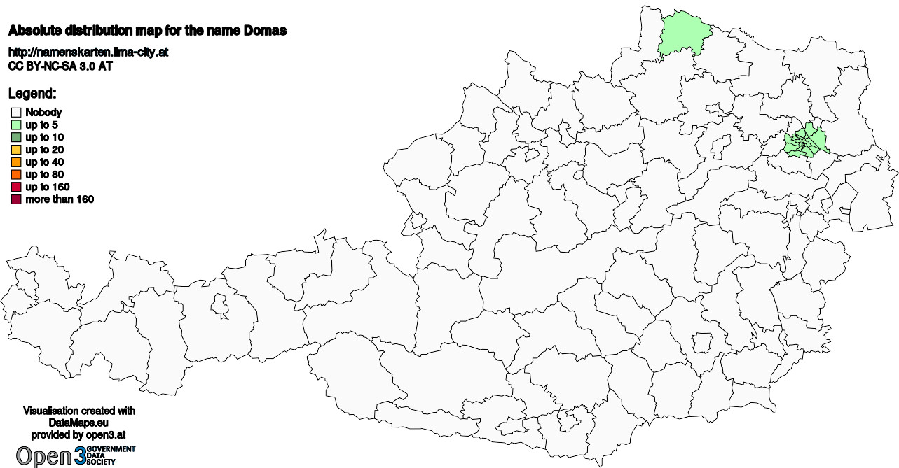 Absolute Distribution maps for surname Domas