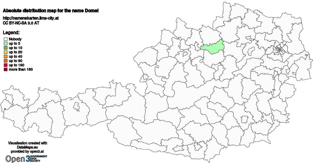 Absolute Distribution maps for surname Domel