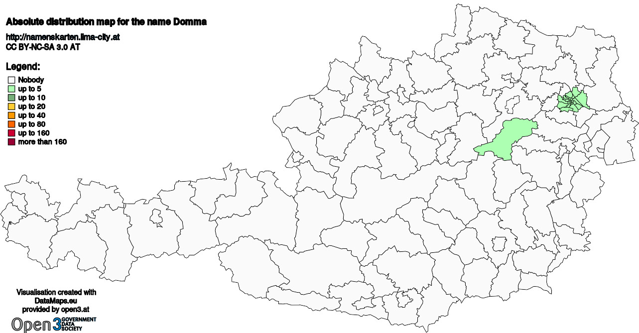 Absolute Distribution maps for surname Domma