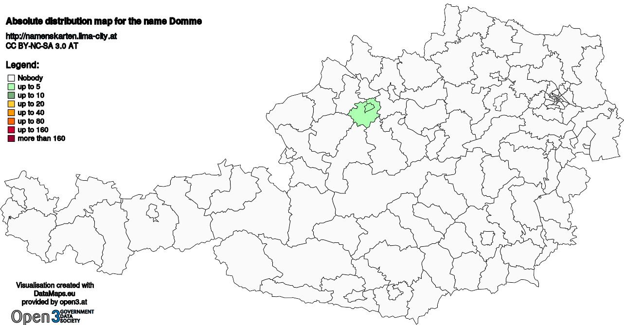 Absolute Distribution maps for surname Domme