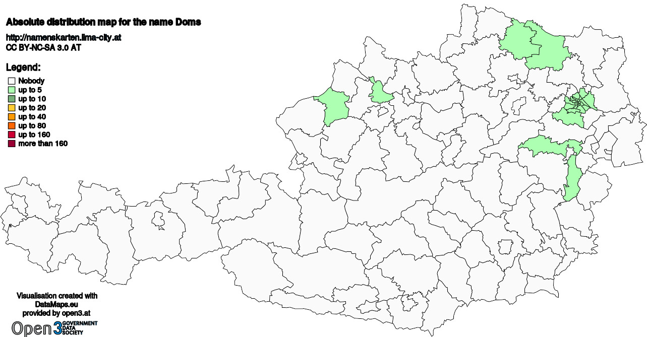 Absolute Distribution maps for surname Doms