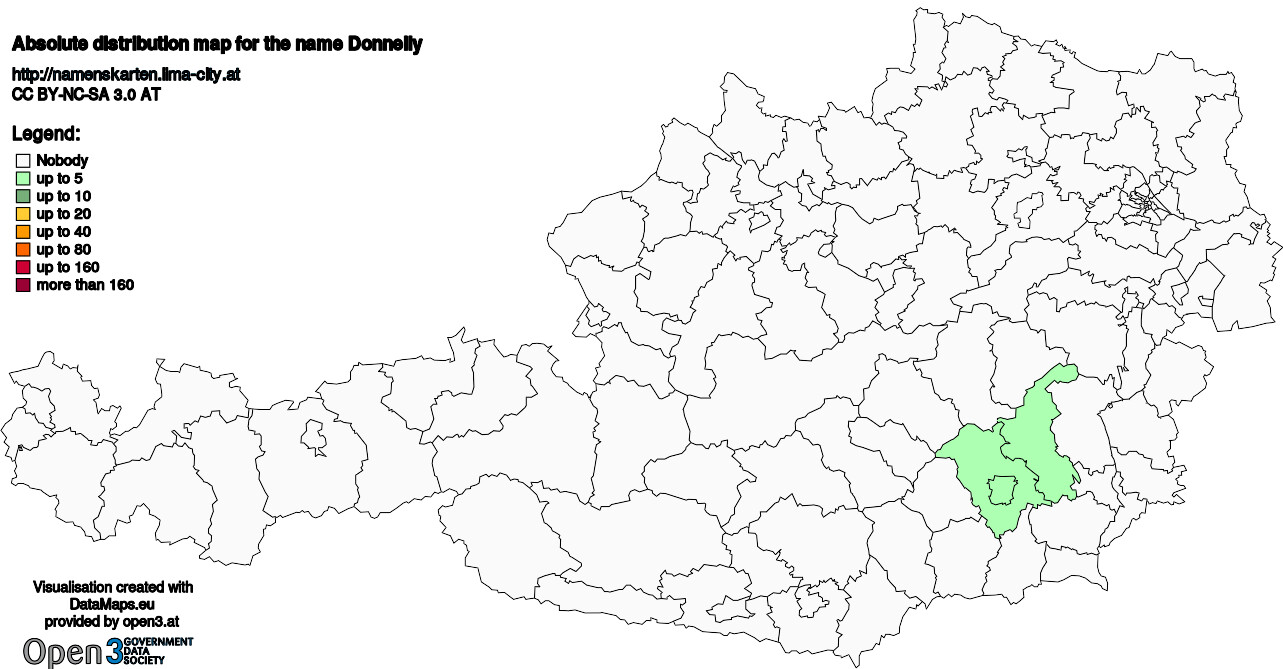 Absolute Distribution maps for surname Donnelly