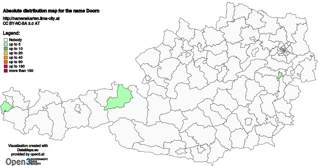 Absolute Distribution maps for surname Doorn