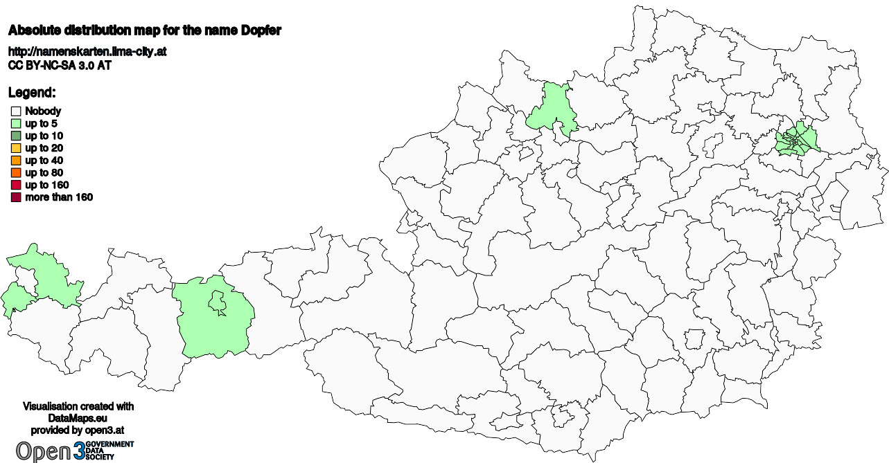 Absolute Distribution maps for surname Dopfer